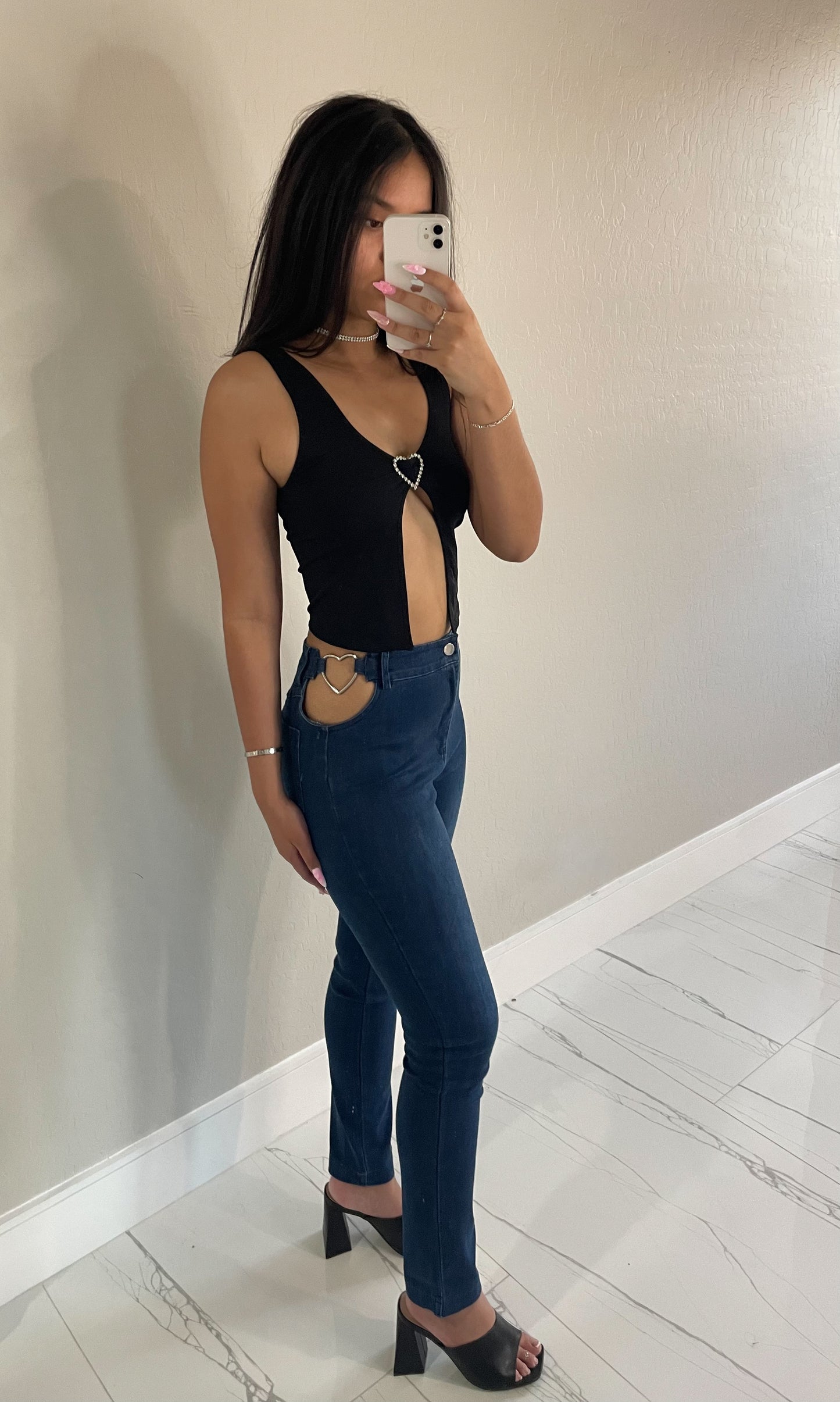 Heart Cut-Out Jeans